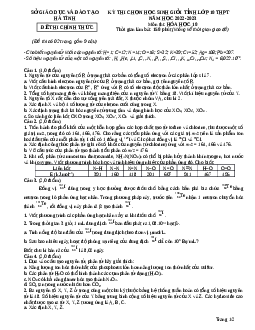 Đề HSG Hóa 10 Sở Hà Tĩnh năm 2023 có đáp án