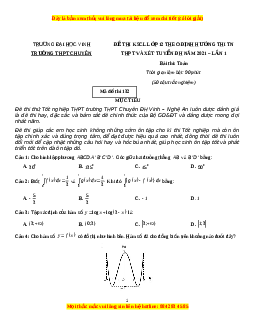 Đề thi thử Toán trường Chuyên Đại Học Vinh năm 2021