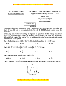 Đề thi thử Toán trường Chuyên Đại Học Vinh năm 2021