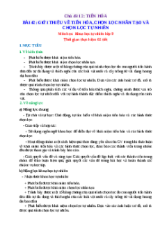 Giáo án Bài 42 Khoa học tự nhiên 9 Cánh diều (2024): Giới thiệu về tiến hoá