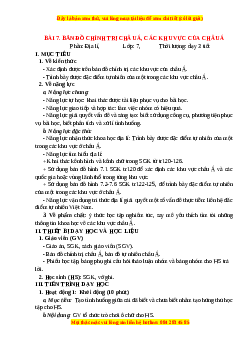 Giáo án Bài 7 Địa lí 7 Chân trời sáng tạo: Bản đó chính trị châu Á, các khu vực của châu Á