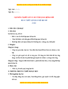 Giáo án Bài 6 Đạo đức lớp 4 Kết nối tri thức: Thiết lập quan hệ bạn bè