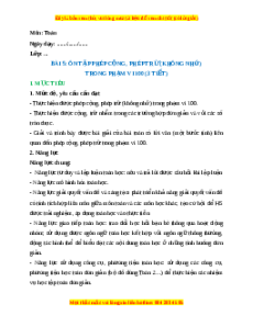 Giáo án Ôn tập phép cộng, phép trừ (không nhớ) trong phạm vi 100 Toán lớp 2 Kết nối tri thức
