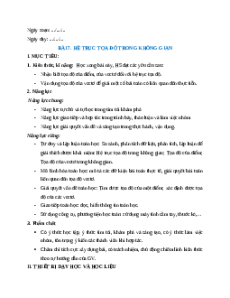 Giáo án Hệ trục toạ độ trong không gian Toán 12 Kết nối tri thức