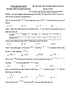 Đề thi thử tốt nghiệp THPT 2025 Toán trường THPT Nguyễn Đăng Đạo - Bắc Ninh