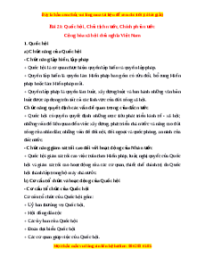 Lý thuyết KTPL 10 Kết nối tri thức Bài 21: Quốc hội, Chủ tịch nước, Chính phủ nước cộng hòa xã hội chủ nghĩa Việt Nam