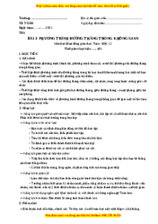 Giáo án Phương trình đường thẳng trong không gian Toán 12 Hình học