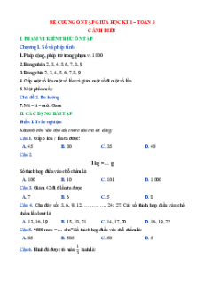 Đề cương ôn tập Giữa kì 1 Toán lớp 3 Cánh diều