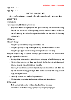 Giáo án Một số phép tính về căn bậc hai của số thực Toán 9 Cánh diều