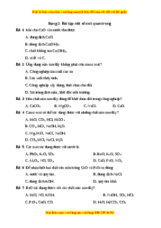 Trắc nghiệm Bài tập một số oxit quan trọng Hóa học 9