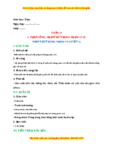 Giáo án Phép trừ trong phạm vi 6 Toán lớp 1 Cánh diều