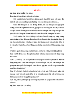 Đề thi giữa kì 1 Ngữ văn 12 - đề 9 có đáp án