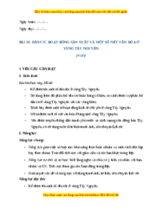 Giáo án Bài 16 Lịch sử & Địa lí lớp 4 Cánh diều: Dân cư, hoạt động sản xuất và một số nét văn hóa ở vùng Tây Nguyên