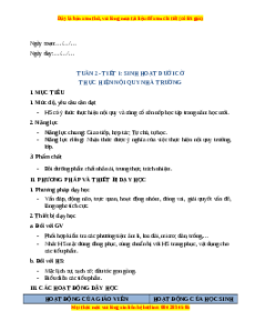 Giáo án Tuần 2 HĐTN lớp 2 Cánh diều