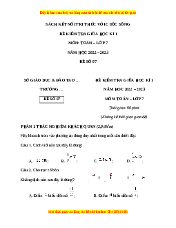 Đề thi giữa kì 1 Toán 7  Kết nối tri thức có đáp án (Đề 7)