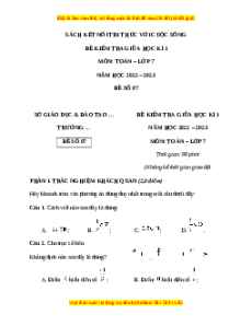 Đề thi giữa kì 1 Toán 7  Kết nối tri thức có đáp án (Đề 7)