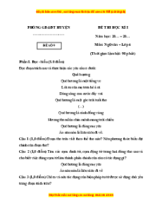 Đề thi cuối kì 1 Ngữ văn 6 Kết nối tri thức (đề 9)