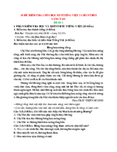 Bộ đề thi cuối kì 1 Tiếng Việt lớp 3 Chân trời sáng tạo có đáp án