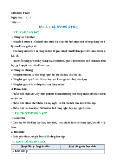 Giáo án Tỉ lệ bản đồ Toán lớp 5 Chân trời sáng tạo