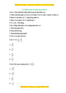 Trắc nghiệm Phép nhân và phép chia phân số Toán 6 Chân trời sáng tạo