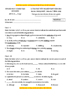 Đề thi thử tốt nghiệp Tiếng Anh Sở GD&ĐT An Giang năm 2024