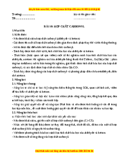 Giáo án Hợp chất carbonyl Hóa học 11 Chân trời sáng tạo