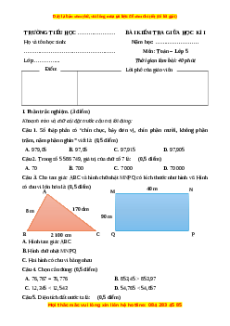 Đề thi giữa kì 1 Toán lớp 5 Kết nối tri thức (Đề 5)