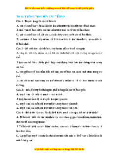 Trắc nghiệm Thông tin tế bào Sinh học 10 Cánh diều