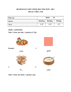 Bộ 3 đề thi khảo sát chất lượng đầu năm Tiếng anh 3 năm 2026 (có đáp án)