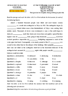 Đề thi vào 10 Tiếng Anh Tỉnh Đắc Nông năm 2023-2024