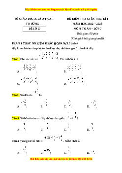 Đề thi giữa học kì 1 Toán 7 Chân trời sáng tạo có đáp án (Đề 7)