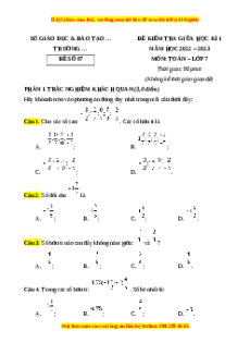 Đề thi giữa học kì 1 Toán 7 Chân trời sáng tạo có đáp án (Đề 7)