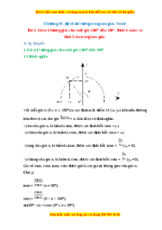 Lý thuyết Bài 1: Giá trị lượng giác của một góc từ 0 đến 180 độ. Định lý côsin và định lý sin trong tam giácToán 10 Cánh diều: