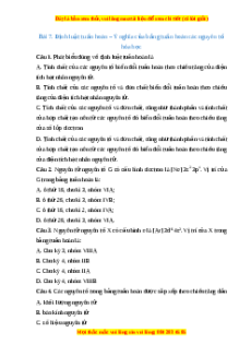 Trắc nghiệm Định luật tuần hoàn - Ý nghĩa của bảng tuần hoàn các nguyên tố hoá học Hóa học 10 Chân trời sáng tạo