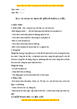 Giáo án So sánh các phân số. Hỗn số dương Toán 6 Cánh diều