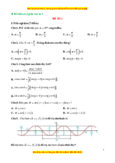 Đề thi giữa kì 1 Toán 11 Kết nối tri thức (đề 2)