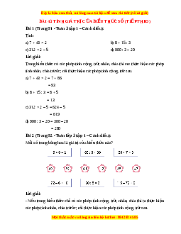 Giải Sgk Toán lớp 3 Bài 43: Tính giá trị biểu thức số (tiếp theo) (Cánh diều)