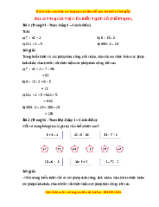 Giải Sgk Toán lớp 3 Bài 43: Tính giá trị biểu thức số (tiếp theo) (Cánh diều)