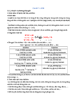 Chuyên đề dạy thêm Chủ đề 7: Lipid Hóa học 12 (sách mới)