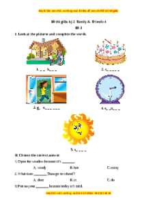 Đề thi giữa kì 2 Tiếng Anh lớp 4 Family and Friends (Đề 3)