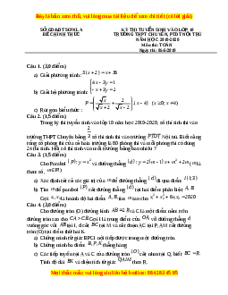 Đề thi vào 10 môn Toán tỉnh Sơn La năm 2020