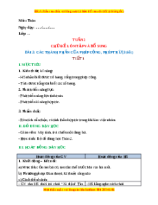 Giáo án Các thành phần của phép cộng, phép trừ Toán lớp 2 Kết nối tri thức