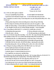 Đề thi thử Lịch sử trường Hàn Thuyên - Bắc Ninh lần 2 năm 2023