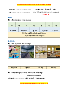 Bài tập cuối tuần Tiếng việt lớp 1 Tuần 14 Chân trời sáng tạo (có lời giải)