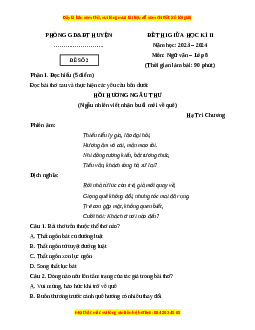 Đề thi giữa kì 2 Ngữ văn 8 Chân trời sáng tạo (Đề 2)
