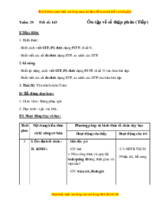 Giáo án Bài 143 Toán lớp 5: Ôn tập về số thập phân (tiếp theo)
