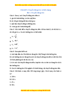 Trắc nghiệm Chuyển động tròn Vật lí 10 Cánh diều