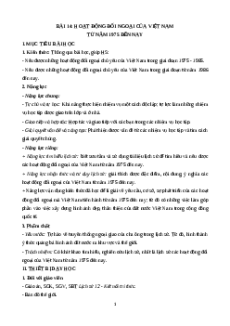Giáo án Bài 14 Lịch sử 12 Kết nối tri thức: Hoạt động đối ngoại của Việt Nam từ năm 1975 đến nay
