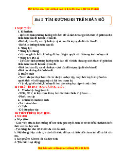 Giáo án Bài 3 Địa lí 6 Chân trời sáng tạo (2024): Tìm đường đi trên bản đồ