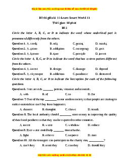 Đề thi giữa kì 1 Tiếng Anh 11 Ilearn smart (đề 2)